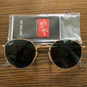 Rayban Round Metal-Gold Frame/Green Lense